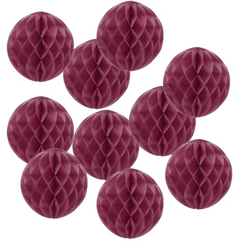 PATIKIL 10 Stück Papier Wabenball, 30cm Seidenpapier Wabenbälle, Wabenkugel zum Aufhängen für Oster Geburtstag Hochzeit Zuhause Hintergrund Dekor, Burgund