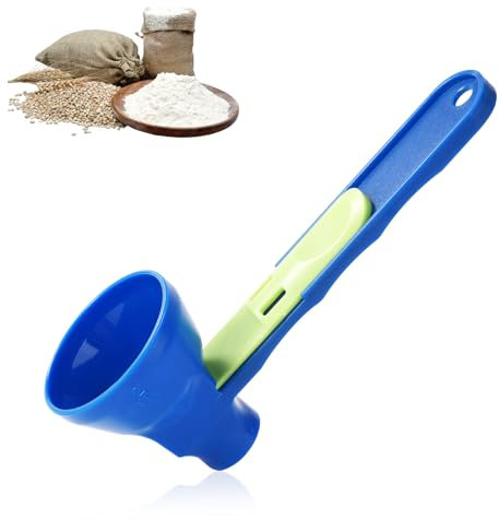 2 en 1 Cuillère Doseuse Coulissante, Cuillère Doseuse Anti-Déversement avec Cuillère à Poudre de Protéine à Base Coulissante avec Entonnoir pour Cuillère à Café en Poudre de Lait Protéiné