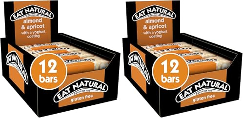 Eat Natural Almond & Apricot with a Yoghurt Coating Fruit & Nut Bars 12 x 40g (Pack of 2)