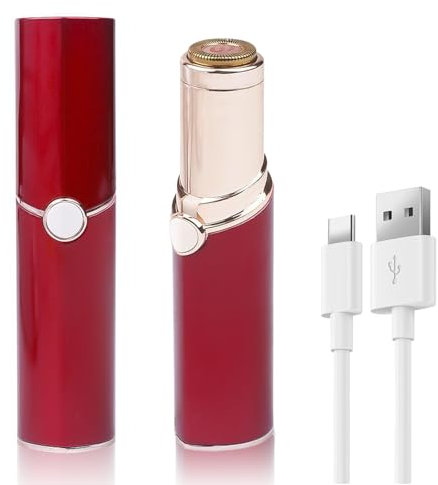 Gesichtshaarentferner für Frauen,Gesichtsrasierer Frauen,Damenbart Entferner,Epilierer Damen Gesicht,mit USB-Ladekabel,Wiederaufladbar,Geeignet für Körper,Gesicht,Lippen,Kinn (Rot)