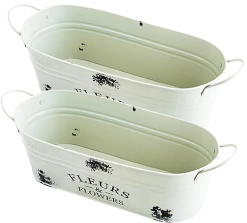 HANABASS 2stücke Vintage Blumentöpfe Dekorative Metallpflanzer Für Innen Und Außen Für Sukkulenten Und Blumen Ovaler Blumentopf Mit Stilvolle Garten Und Wohnraumdekoration