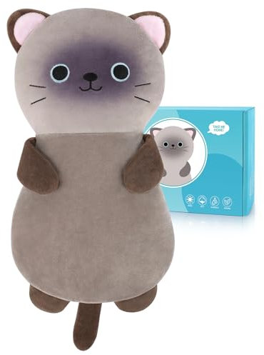 Microwave Heating Pad for Cramps Period Back Pain Relief Menstrual Heated Pads Siamese Cat Plush Heated Pad for Pain Relief Stuffed Cat Animal Plush for Woman Men Neck Shoulder, Lavender Scented