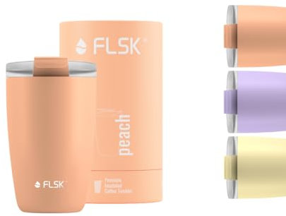 FLSK Kaffeebecher – Premium coffee to go-Becher aus Edelstahl – 100 % auslaufsicher, BPA-frei & doppelwandig – hält 3 h heiß (peach, 350 ml)