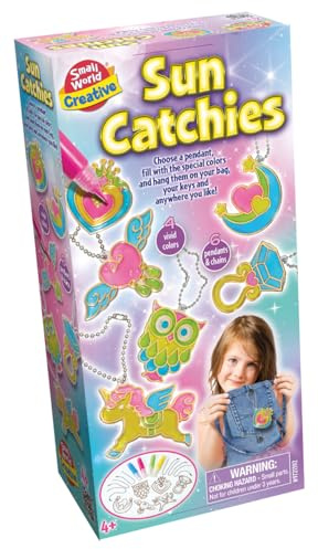 Small World Toys Creative Sun Catchies, 6 Pendant Charms Craft Kit with Chains, Paint and Accessories, Art Set for Ages 4+
