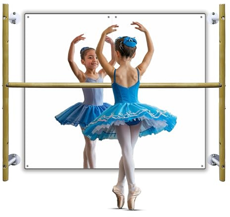 Ballettstange für Kinder, Wandmontage, 60 cm, mit Spiegel, Heim-Tanzstudio-Set für Selbstvertrauen, Balance und frühe Bewegung, Ballettstange, 3 Stufen höhenverstellbar, ideal zum Dehnen im