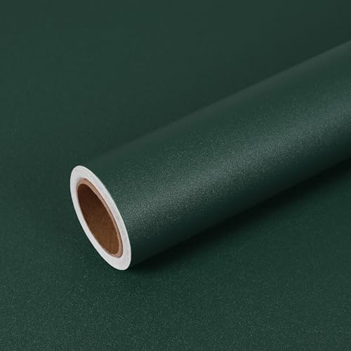 VEELIKE Vintage Dark Green Wallpaper Self Adhesive Mate Green Wallpaper for Living Room 40 cm x 300 cm Contact Paper for Walls Bedroom Sticky Back Plastic Vinyl Wrap for Kitchen Cupboards Waterproof