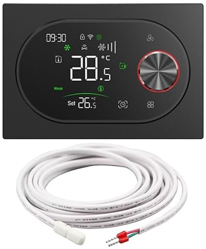 BECA BAC-9000MLWE-FAN Termostato Smart WiFi per Fan Coil 2 Tubi, Ventola 0–10V Modulante + Valvola ON/OFF, Sonda NTC, App Tuya/Smart Life, Alexa/Google, IP20 – Expert4House Edition (Nero)