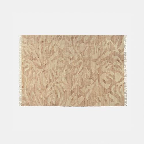 Loberon Teppich Marsetta - mit Seitlichen Fransen - Florales Design - Angenehme Haptik - 170x240 cm - Wohntextilien - Wohnaccessoires - Jute - Baumwolle, braun