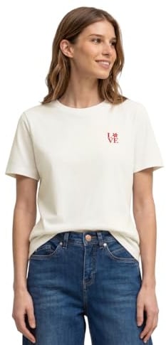 Damen T-Shirt mit Rundhals und Printdetail