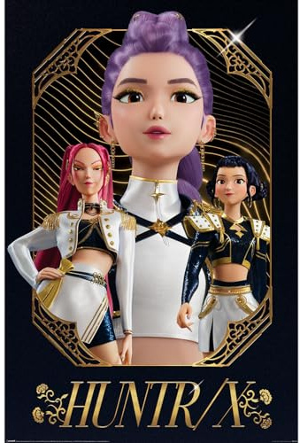 K-Pop Demon Hunters Huntrix Goldenes Maxi-Poster, 91,5 x 61 cm, offizielles Lizenzprodukt, große Wandkunst-Dekoration, Fangeschenk, offizielles Lizenzprodukt