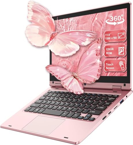 LEEDOW 11.6 inch Laptop 6GB RAM 128GB SSD, 360° Foldable Touchscreen Laptop Celeron N4020, Laptop Computer Support TF Card, 2.4G/5G Dual-Band WiFi, Bluetooth, USB 3.0 * 2 for Work, Education, Travel