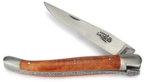 Forge De Laguiole Taschenmesser - 12 cm - Griffschalen Bruyère - Klinge 10 cm matt - Backen matt