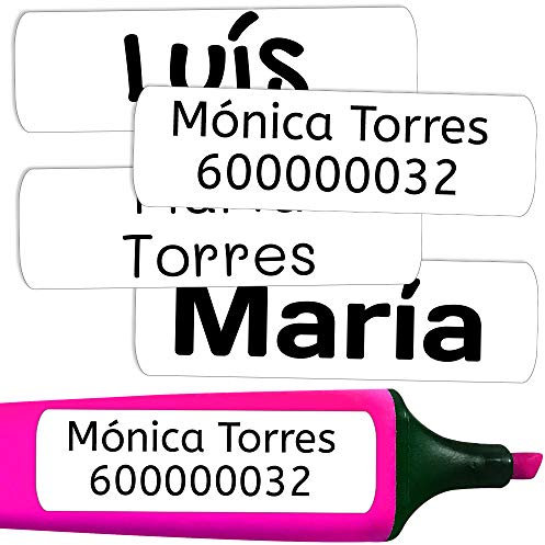 50 Klebeetiketten für Objekte 6 x 2 cm. Markierung. Aufkleber für Bücher und Schulmaterial für Kindergärten und Schulen beschriften (Weiß)