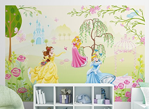 Sunny Decor | Disney | Fototapete PRINCESS GARDEN | 184 x 127 cm | Tapete, Wand Dekoration, Prinzessin, Garten, Kinderzimmer | SD417