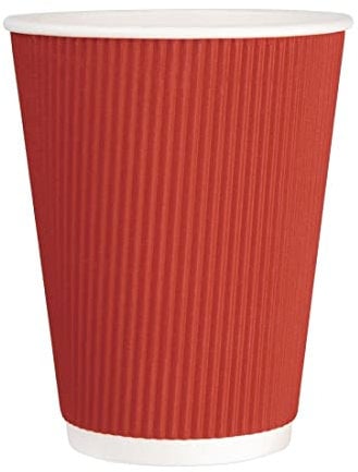 Fiesta Recyclable Hot Cups Ripple Wall Red - 340ml (12oz) (Sleeve 25)