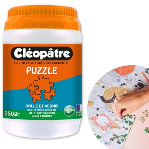 CLEOPATRE – Cléo'Puzzle - Colle Vernis Puzzle en Pot - Transparent - 250g - Fabriqué en France