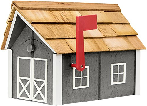 bemalt amischen Postfach mit Zedernholz Dach und Fenster & Tür Trim, grau, SMB-WN