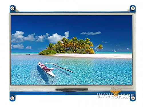 Waveshare 7 Inch Display for Raspberry Pi 4 Resistive Touchscreen 1024×600 Resolution HDMI LCD IPS Monitor with 170°View Angle Support All Raspberry Pi Driver Provided/PC(No Touch for PC)