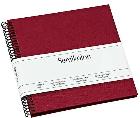 Semikolon 354870 Spiral Album Piccolino - 17 x 17 cm - Fotoalbum, 20 Seiten schwarz, Fotobuch, burgundy dunkel-rot