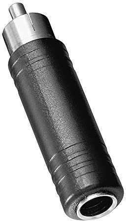 BestPlug Audio Adapter Aux in Out, 6,3mm Stereo Klinke Kupplung Buchse weiblich auf Cinch Stecker männlich, Schwarz (verbesserte Ausführung v1.16)