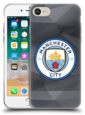 Head Case Designs Officially Licensed Manchester City Man City FC Black Full Colour Badge Geometric Gel Case [Military Grade Protection] Compatible With Apple iPhone 7/8 / SE 2020 & 2022