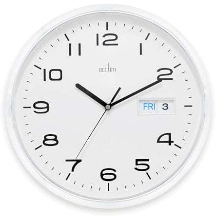 ACCTIM Calendar Wall Clock, White, 32cm Diameter