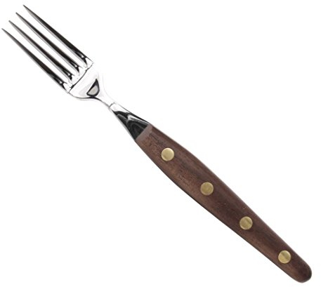 Windmühle Steakgabel breit Messingnieten Walnuss