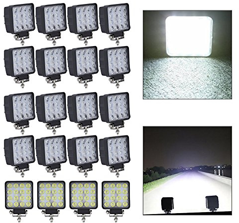 HJ 20x 48W LED Arbeitsscheinwerfer 4320LM Zusatzscheinwerfer LED Scheinwerfer IP67 Offroad Wasserdicht Flutlichtstrahler 12V 24V [Energieklasse A++]
