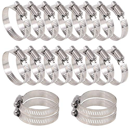 Glarks 20Pcs 304 Stainless Steel Adjustable 33-57MM Range Worm Gear Hose Clamps Assortment Kit, Fuel Line Clamp for Water Pipe, Plumbing, Automotive and Mechanical Application (33-57MM)
