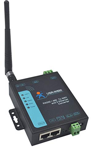 W630 Industrial RS232 / RS485 Seriell zu Ethernet, Seriell zu WiFi oder WiFi zu Ethernet-Konverter Unterstützt Zwei Ethernet-Ports, Modbus RTU (EU Plug)