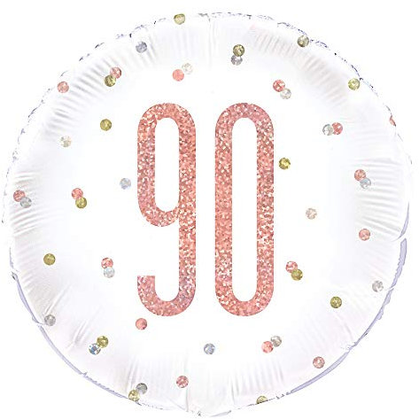 Dazzling Rose Gold 90th Birthday Glitz Round Foil Balloon (45cm) - Perfect for Birthday, Annivesaries & Memorable Celebrations - 1 Pc