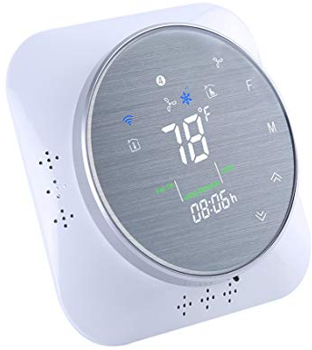 Qiumi Smart Wifi Thermostats for Home Heat Pump | Compatible with Alexa Google Home | controller with black light heating and cooling Brushed panel 24V Requires C Wire