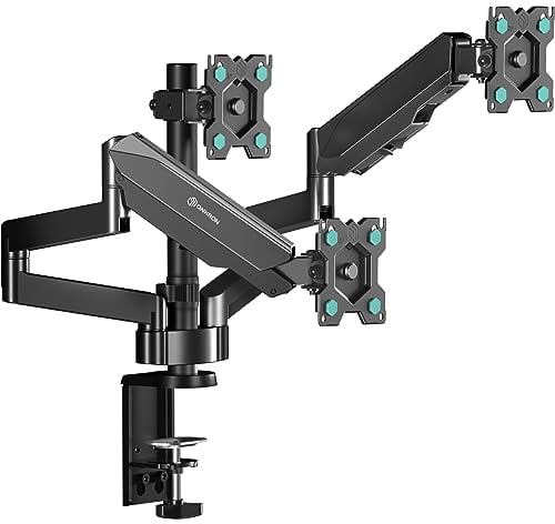 ONKRON Soporte 3 Monitores 13-32 Pulgadas - Brazo Pantalla Ordenador Negro con Carga Total de 24 kg - Soporte Monitor Triple Sobremesa max VESA 100x100 mm - Brazo Monitor Giratorio y Inclinable G280-B