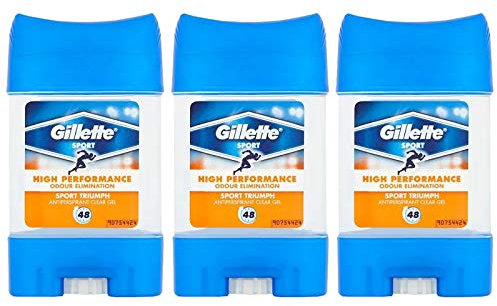 3 x GILLETTE SPORT TRIUMPH ANTIPERSPIRANT DEODORANT CLEAR GEL STICK 70ML