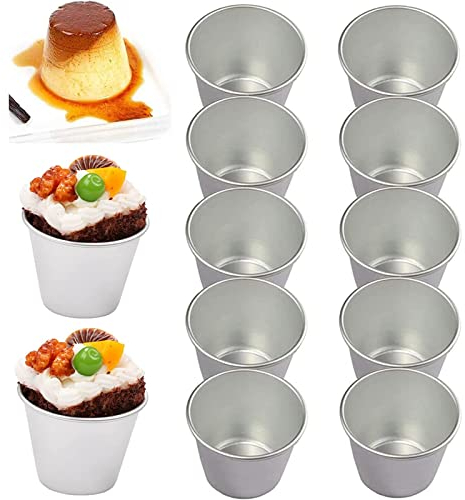 Symphonyw Puddingformen, 10 Stück Aluminium-Muffinformen, Dariol-Formen, antihaftbeschichtet, Mini-Backförmchen, Becken, Eierkuchen, Cupcake-Formen