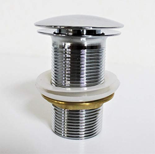 PROKIRA® Bonde de lavabo Push Up en laiton massif chromé sans trop-plein