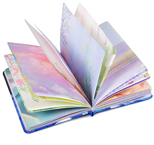 OMEYA PU Leather Colorful Blank Writing Journal for Women, Hardcover Notebooks Personal Diary, Beautiful Journal to Write in, Art Sketchbook, Gift for women Girls, 258 Pages (Light blue & girl)