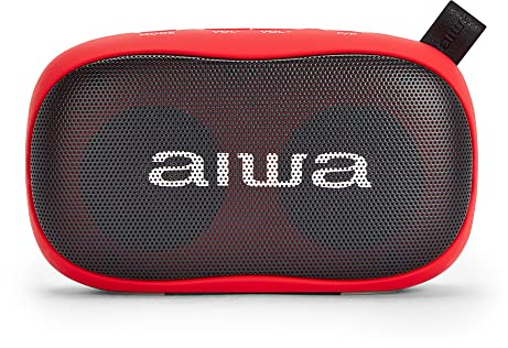 Aiwa BS-110RD Portable Bluetooth Speaker, Moisture Resistant, Designed for Outdoor Sports, Red