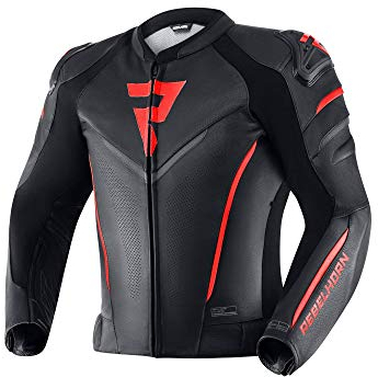 REBELHORN Fighter Motorradjacke Herren | Rindsleder | Ellbogen, Schultern und Rückenprotektor Stufe 2 | Schulterschieber | Wasserdichte In&Out Weste | Belüftungspaneele