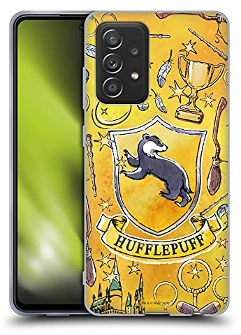 Head Case Designs Offizielle Harry Potter Hufflepuff Muster Deathly Hallows XIII Gel Handyhülle Hülle [Militärischer Schutzgrad] Kompatibel mit Galaxy A52 / A52s / 5G (2021)