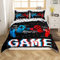 Homewish Teens Videospiele Bettwäsche Sets 3D Headset Kopfhörer Gamer Gamepad Bettbezug Set,Kinder Jungen Musik Themen Quilt Set,Gaming Controller Tagesdecke,Spiel Schlafzimmer Dekor 135x200,Rot Blau