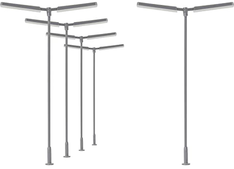 Evemodel 5Stk Modelleisenbahn Spur H0 1:87 Metall Straßenlaterne Lampen weiße LEDs (Stil 06)