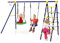 Maxmass Kids Swing Set with Metal Frame - 5-in-1 Backyard Swing & Playground with Climbing Ladder & Basketball Hoop