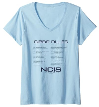 NCIS Gibbs Rules T-Shirt mit V-Ausschnitt