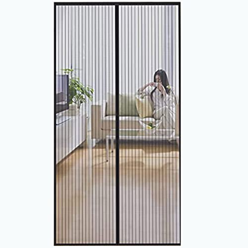 Moskitonetz Tür Magnetisches Fenster, 205 x 225 cm Moskitonetze nach Maß Hochwertiges Netz nach Maß Einfache Montage für Schlafzimmer Haustüren Schwarz