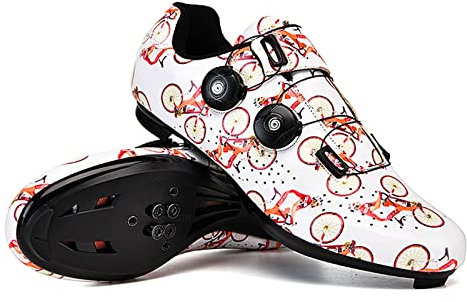 GZDD Scarpe da Bici da Strada di Alta qualità Scarpe da Bicicletta Autobloccanti con Doppia Fibbia Scarpe da Ciclismo MTB da Donna Traspiranti Professionali per Uomini E Donne,Arancia,36EUR