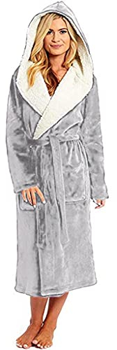 Alueeu Bademantel Damen Baumwolle Frottee Flauschig Leicht XXXL XXL Lang mit Kapuze Mädchen Hausmantel Negligee Saunakilt Sauna Flanell Pyjama Damen Winter Nachtwäsche Morgenmantel Bademantel