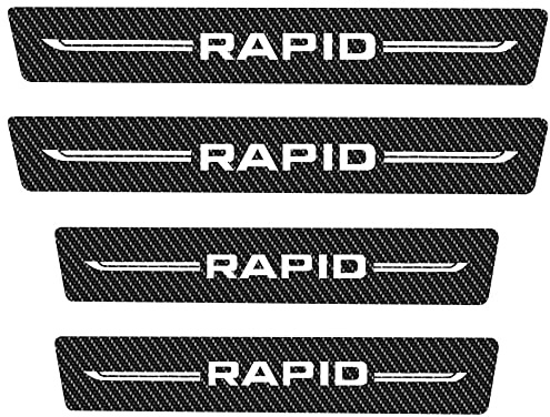 Kukeyiee 4er-Pack Auto-Karbonfaser-Einstiegsleisten für Skoda Rapid 2013 2015 2016 2017 2018 2019 2020 Kratzfeste Aufkleber-Schwellenzierleisten
