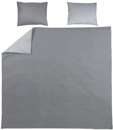 MEYCO Home Bettwäsche 240x200/220cm inkl. Kopfkissenbezug Grey/Light Grey | 100% Baumwolle - Oeko Tex zertifiziert - weich - atmungsaktiv - waschbar & trocknergeeignet