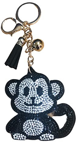 Popfizzy Strass-Schlüsselanhänger für Frauen und Mädchen, glitzernde Geldbörsen-Charms, Geburtstagsgeschenke für sie, Rucksack-Zubehör, Taschenanhänger, Affe (Gold), Einheitsgröße